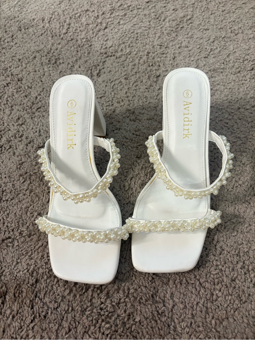 Women's White Pearl Strap Heeled Sandals